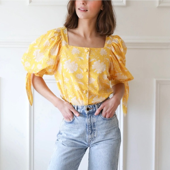 NWT Mille the Evelyn top in yellow zinnia - Picture 1 of 10